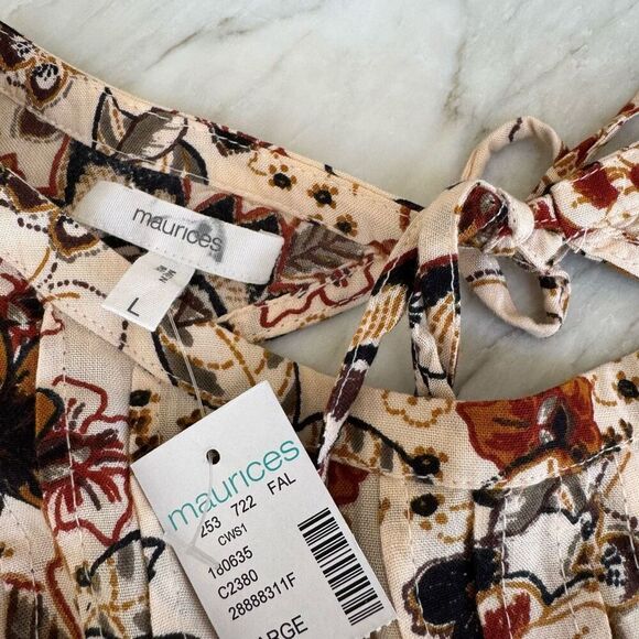 Maurices Floral Lace Trim Blouse size L NWT - Picture 5 of 8